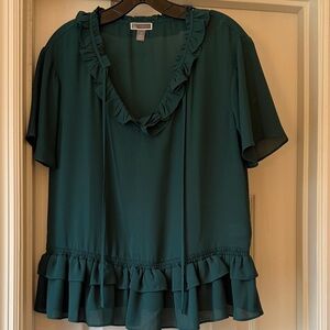 Chelsea28 Teal Ruffle Blouse